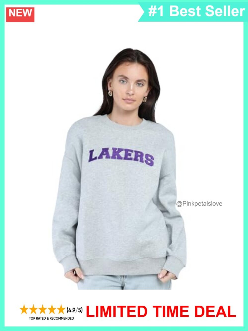NBA Officially Licensed Crewneck Sweatshirt Pullover Oversized Women's